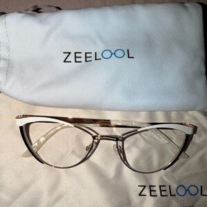 Women's White and Gold Cat Eye Glasses